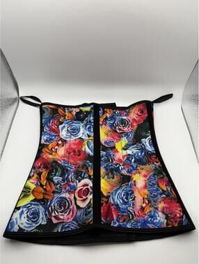 WAIST TRAINER CORSET FLORAL PRINT XXS LATEX COMPETITION TRAINING LINGERIE NWOT